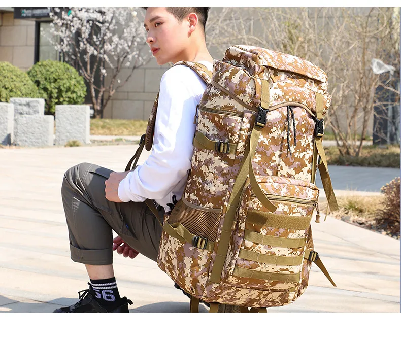 New 70 Liter Camouflage Mountaineering Bag Large Capacity Oxford Cloth Luggage Backpack