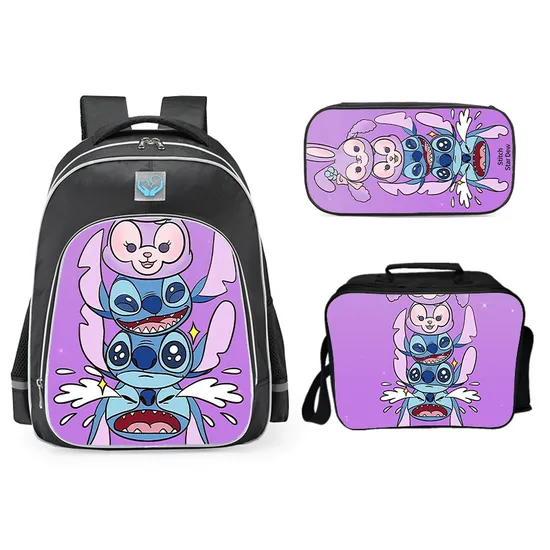 2024 Factory New Stitch Backpack Three Piece Set for Primary and Secondary School Students Backpack