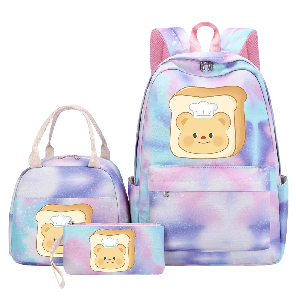 Butter Bear Student Children&prime;s Backpack Handbag Pencil Case 3-Pieces Set