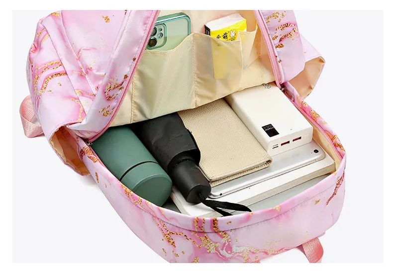 New Gradient Fashion Backpack for Junior and High School Students Three Piece Backpack Set