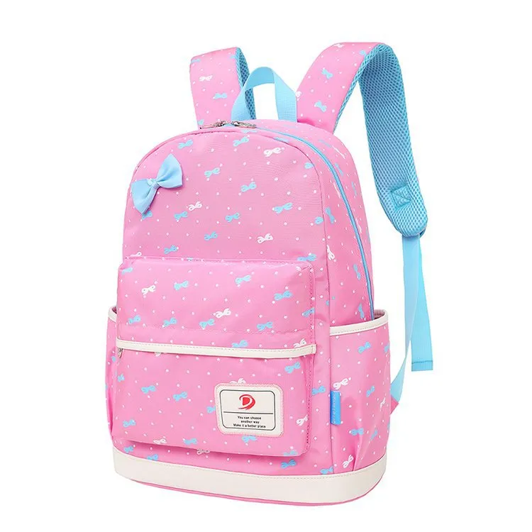 New Cross Border Cute Bow Print Three Piece Set for Middle School Students Campus Large Capacity Backpack