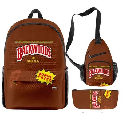 Hot Selling Backwoods Backpack 3-Piece Set Rick Modi Backpack Full Color Printed Backpack