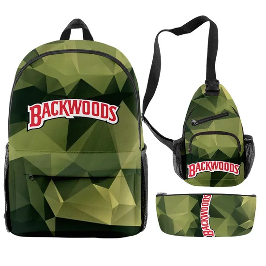 Hot Selling Backwoods Backpack 3-Piece Set Rick Modi Backpack Full Color Printed Backpack