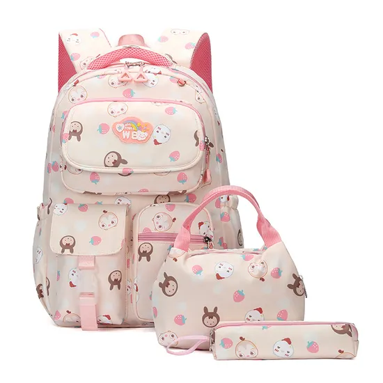 Factory New Elementary School Backpack Splash Proof Large Capacity Casual Three Piece Backpack Set