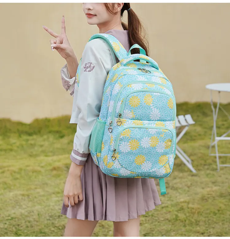 2024 New Printed High School Girls Bag Large Capacity Three Piece Backpack