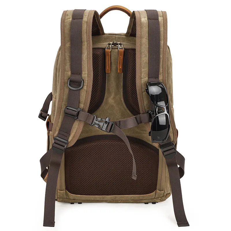Photography Backpack Outdoor SLR Digital Camera Backpack Waterproof Wax Dyed Canvas Camera Bag