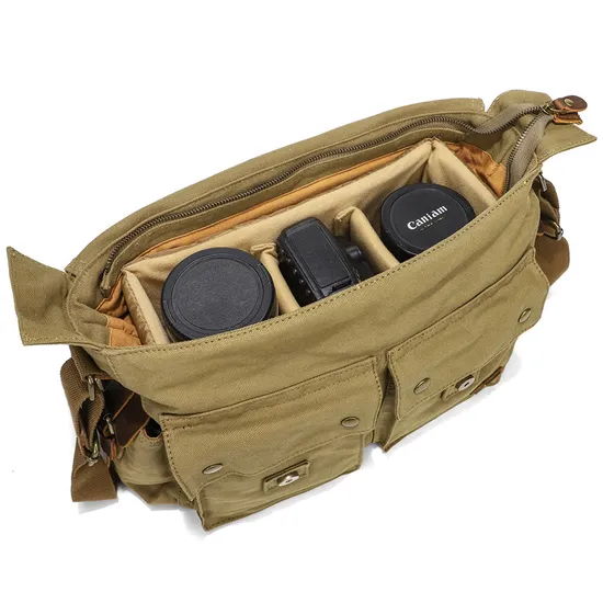 Men′s One Shoulder Crossbody Canvas Bag DSLR Photography Digital Camera Bag