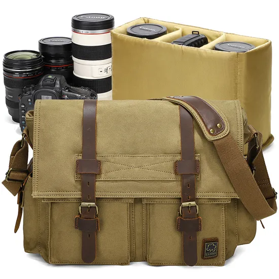 Men′s One Shoulder Crossbody Canvas Bag DSLR Photography Digital Camera Bag