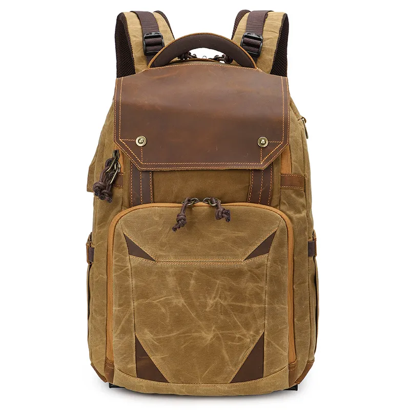 Outdoor Photography Backpack with Shoulder Retro SLR Camera Bag Waterproof Laptop Backpack