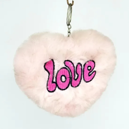 Manufacture Customized Wholesale Keychain Pompom Keychain Heart Shape Keychain Fur POM Poms