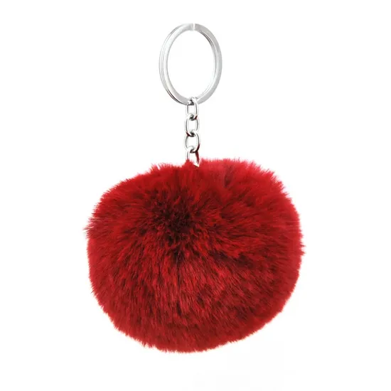 Wholesale Cute Fluffy Keychain Pompom Rabbit Fur Ball Key Chain Car Keyring Women Key Holder Bag Pendant Charm