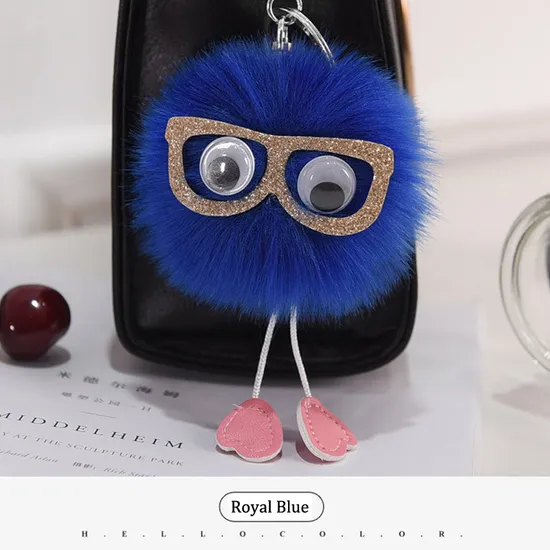 POM POM Keychain 8cm Colored Bulk Fluffy Fur Puff Ball Key for Women Pompom Keychains