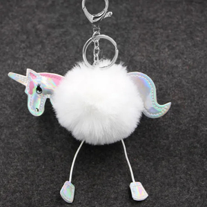 Keychain Rex Rabbit Hairball Pendant PU Leather Cartoon Plush Ladies Bag