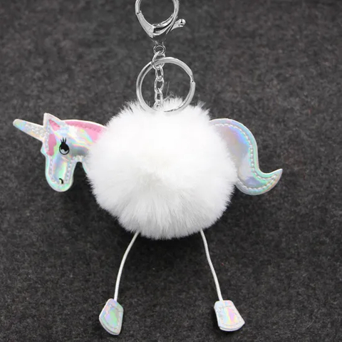 Keychain Rex Rabbit Hairball Pendant PU Leather Cartoon Plush Ladies Bag