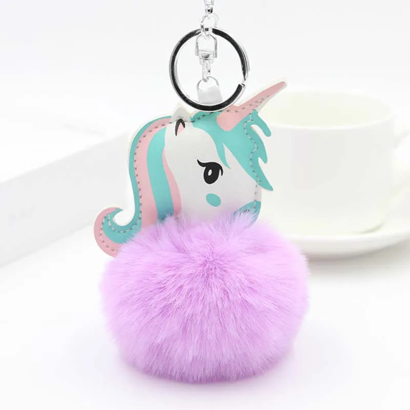 Fur Ball Horse Keychain Pompom Rabbit Fur Ball Key Chain Fluffy Car Pendant Bag Charm Gift Plush Fur Keychain