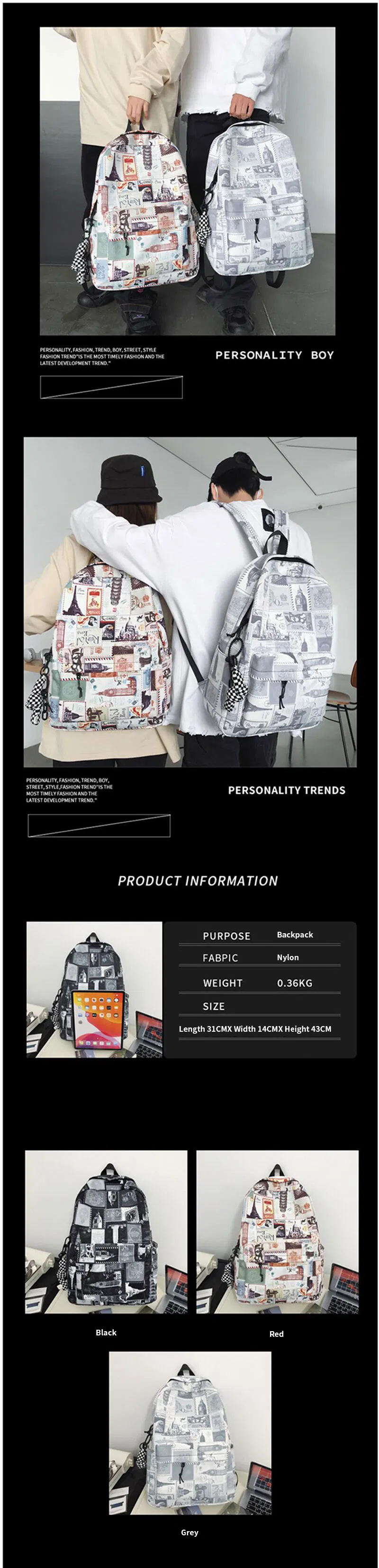 New Fashion Large Capacity Women Backpack Waterproof Oxford Backpack Sports Backpack for Women Men