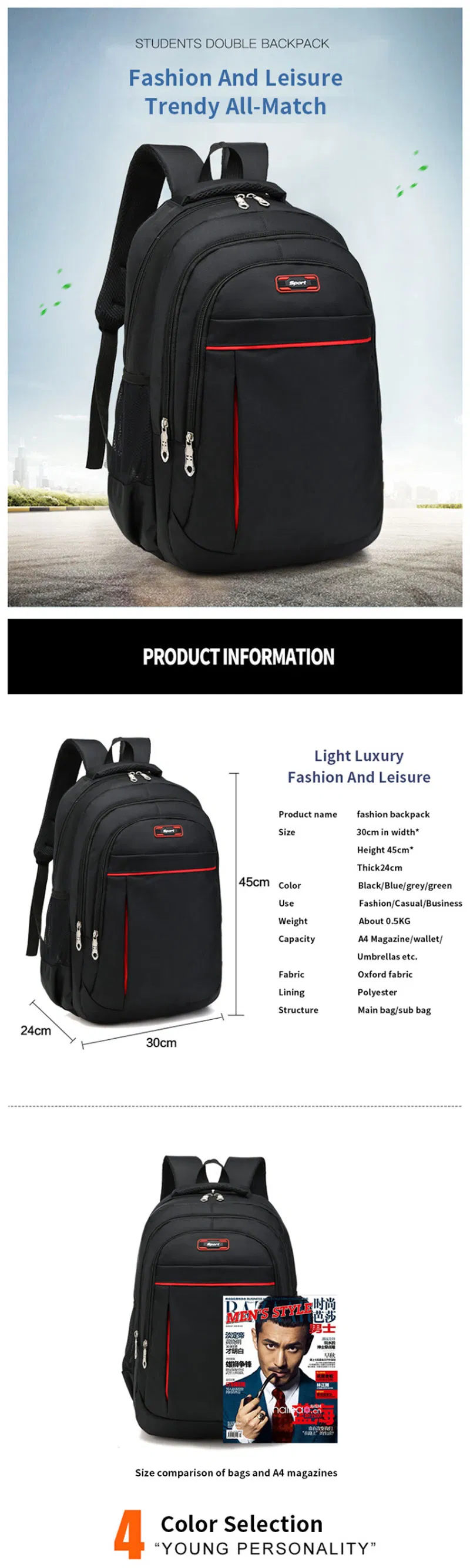 Large Capacity Men Waterproof Business Backpack Men Travel Laptop Backpack