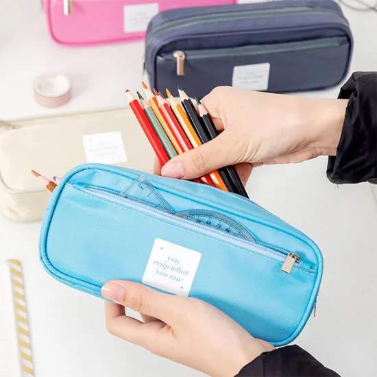 Factory Wholesale Large Capacity Pen Case Zippers Pen Bag Office Stationery Bag Pencil Case