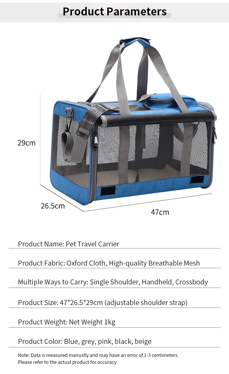 Portable Pet Outdoor Travel Products Soft Sided Foldable Breathable Small Dog Cat Puppy Carrier Sling Bag
