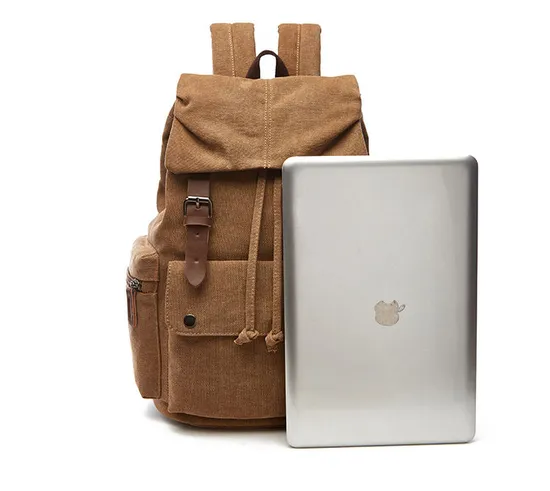 Designer Retro Style Backpacks Durable Canvas Backpack Laptop 15 Inch