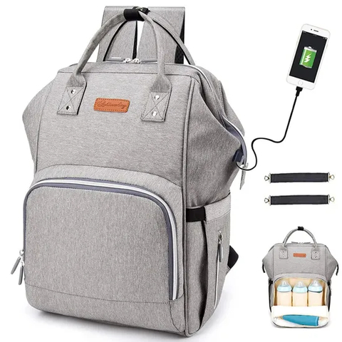 Factory Custom Diaper Bag Backpack Versatile Travel Backpack with USB Charging Port Insulated Pocket