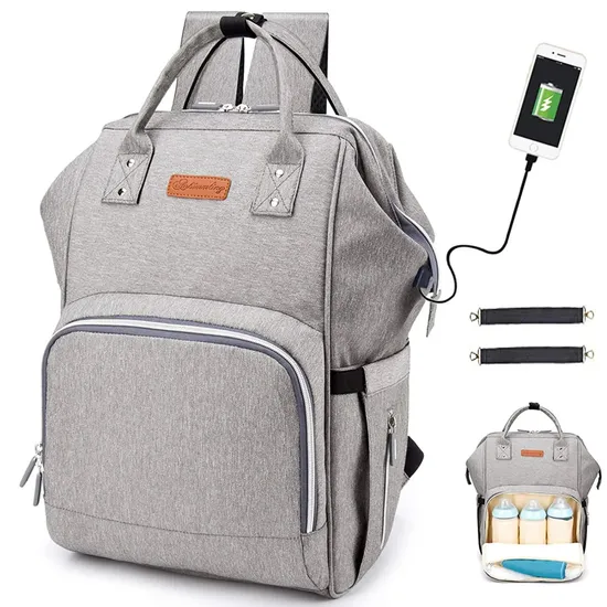 Factory Custom Diaper Bag Backpack Versatile Travel Backpack with USB Charging Port Insulated Pocket