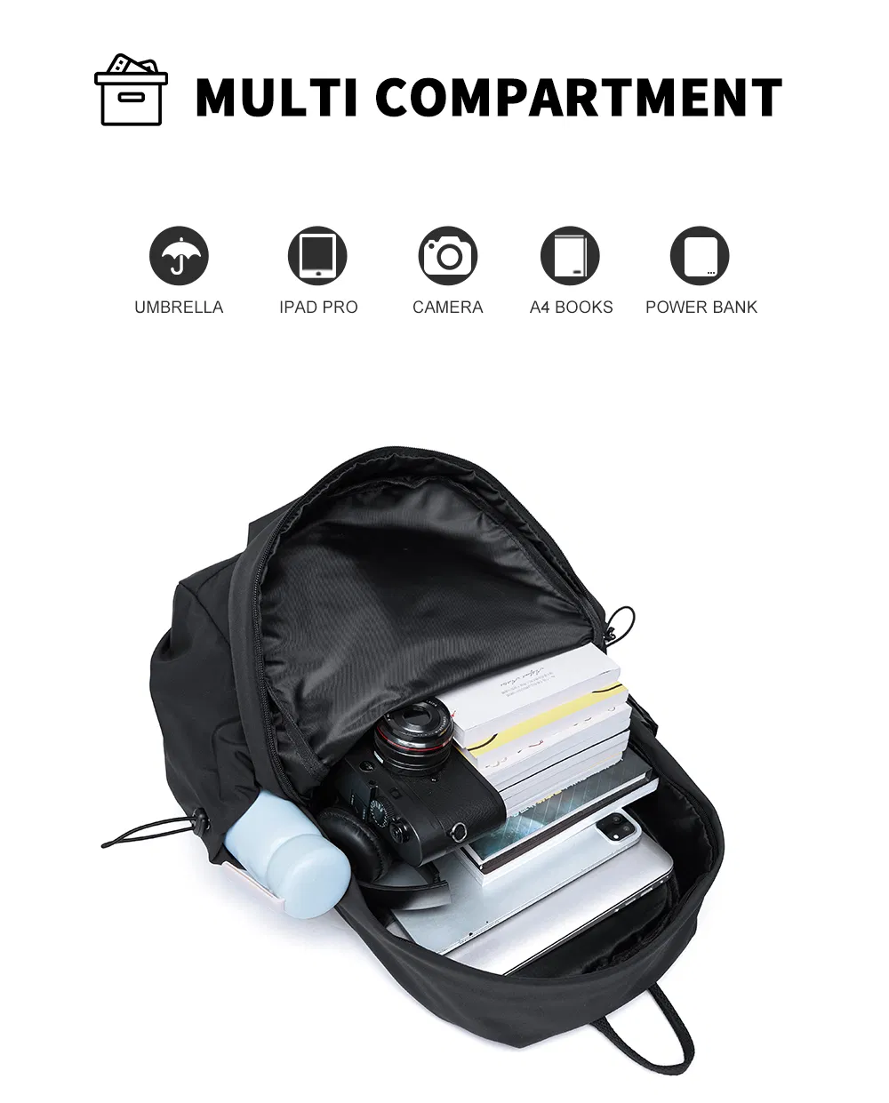 Custom Logo Casual Anti-Theft Waterproof Backpack PVC Lined Mochila Escolar for School Laptop Business Bags
