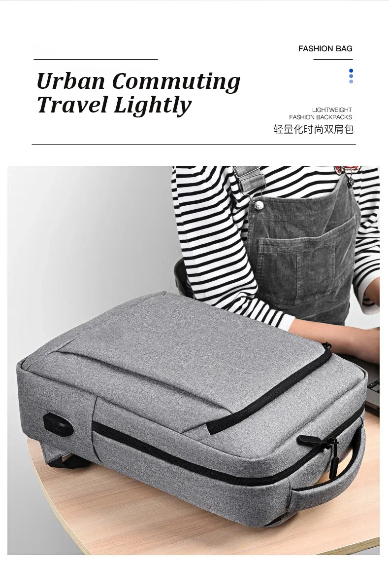 Wholesale Custom Logo Leisure Men Women Laptop Backpack with USB Charging Port