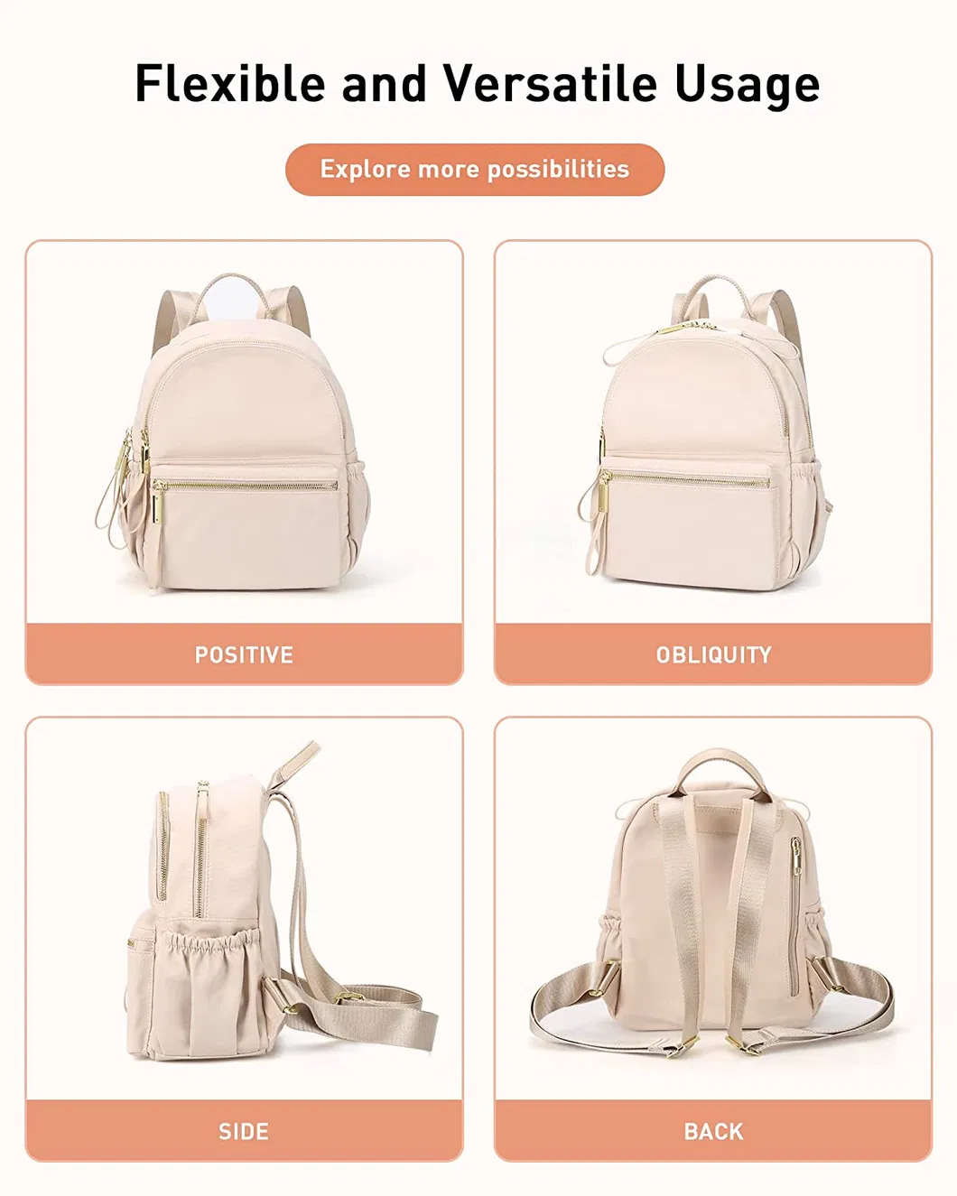 Hot Selling Fashion Women Pink Backpack Casual Backpack Mini Bag for Girls