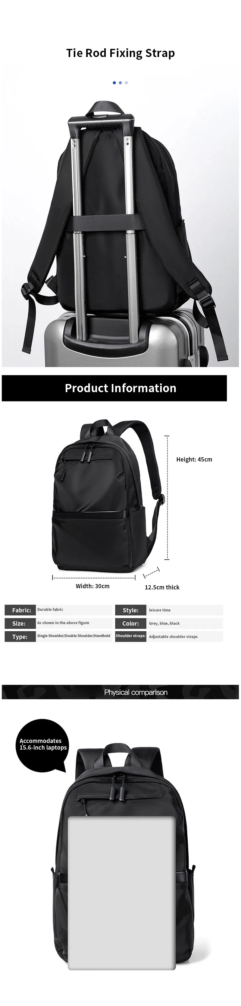 Gray Waterproof New Fashion Large Capacity Backpack