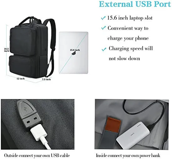 High-Quality Anti Theft Rucksack USB Laptop Students Durable Travel Work School College Bookbags Backpack Men Women