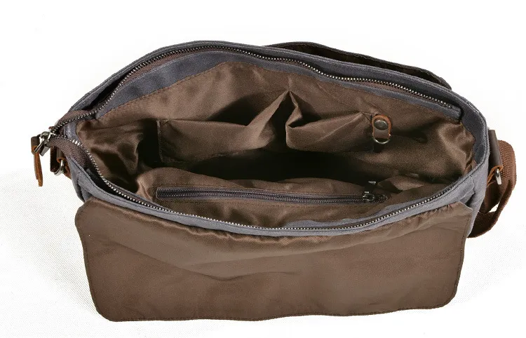 Men Photography Casual Shoulder Bag Oil Wax Canvas Genuine Leather Bag DSLR Camera Bag