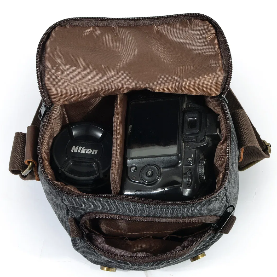Canvas Bag Crossbody One Shoulder Retro Photography Waterproof Micro DSLR Camera Bag