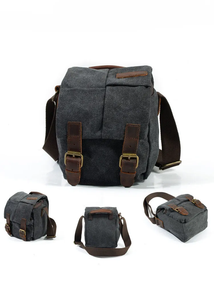 Canvas Bag Crossbody One Shoulder Retro Photography Waterproof Micro DSLR Camera Bag