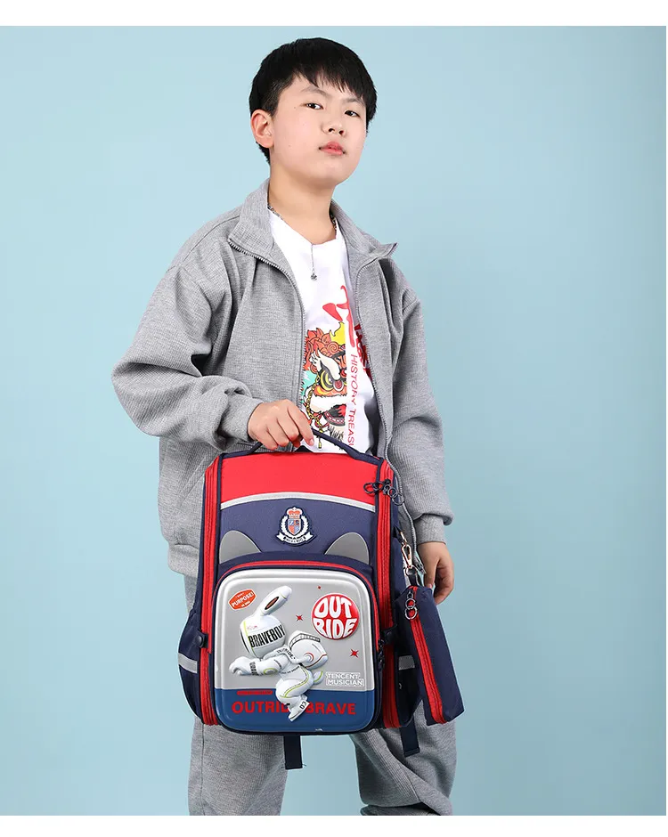 New Backpack for Elementary School Students in Grades 2-5 Boys and Girls Lightweight Spine Protection Space Backpack