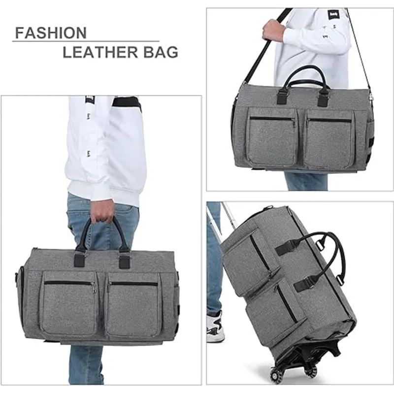 New Travel Handheld Rod Bag Business Travel Portable Clothing Bag Roller Belt Independent Shoe Storage Suit Bag