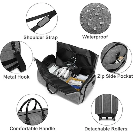 New Travel Handheld Rod Bag Business Travel Portable Clothing Bag Roller Belt Independent Shoe Storage Suit Bag