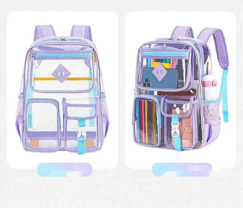 Transparent Backpack Waterproof Large Capacity Elementary School Backpack