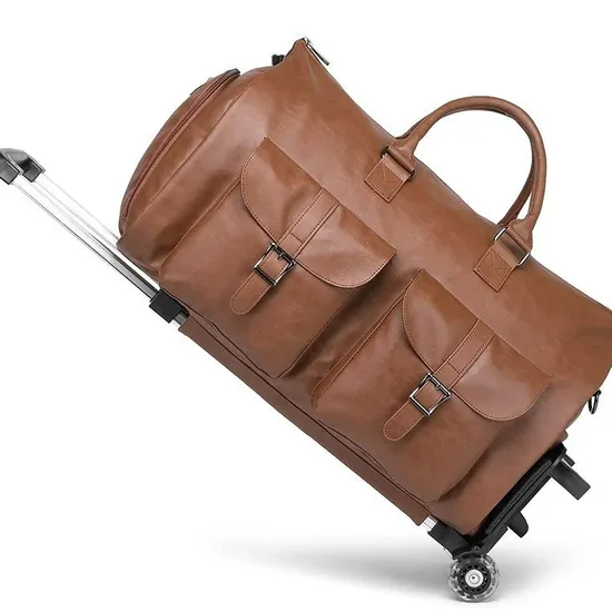 Travel Suit Bag Clothing Storage Bag with Wheels Portable Fashionable Shoe Compartment Detachable Lever Storage Bag