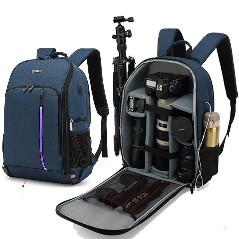 LED Micro Single Camera Bag SLR Digital Camera Double Shoulder Outdoor Waterproof Drone Backpack