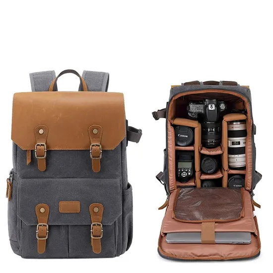 SLR Camera Bag Waterproof and Anti-Theft Large Capacity Canvas Drone Backpack