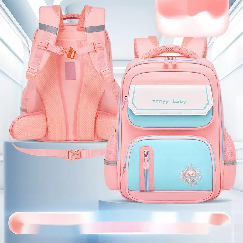 2024 New Primary School Schoolbag Children&prime;s Shoulder Anti Splashing Large Capacity Oxford Schoolbag