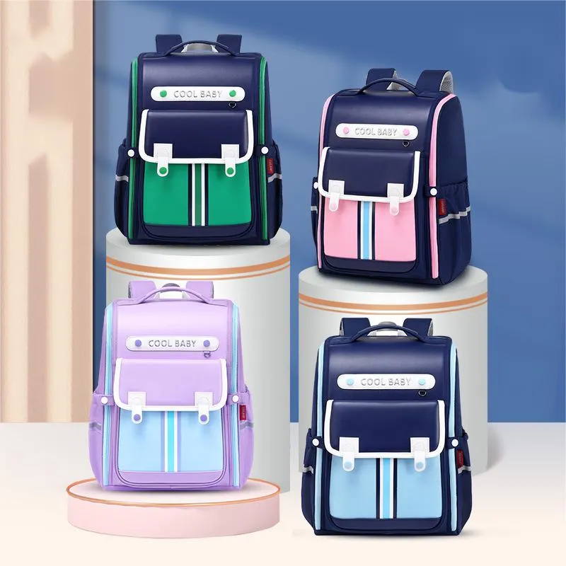 2024 New Children&prime;s Primary School Backpack Oxford Cloth Spine Protection and Load Reduction Backpack