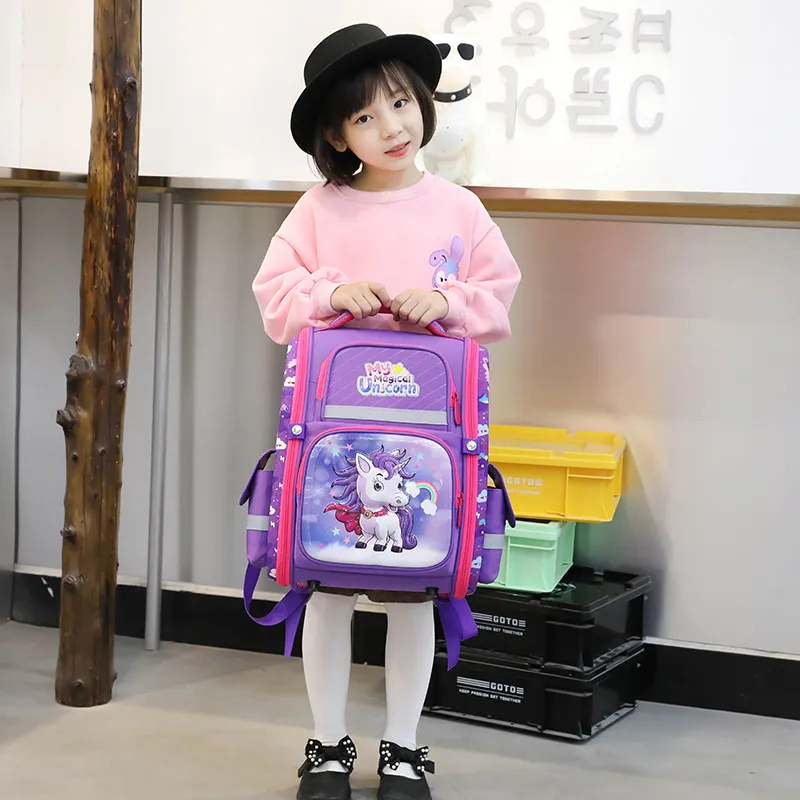 2024 New Cartoon Unicorn Primary Backpack School Student Large Capacitybreathable and Wear Resistant Children&prime;s Backpack