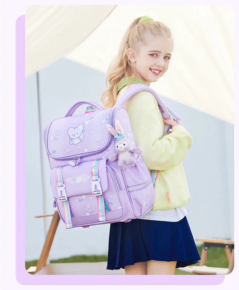 Elementary School Backpack for Girls Children&prime;s Load Reduction Large Capacity Backpack