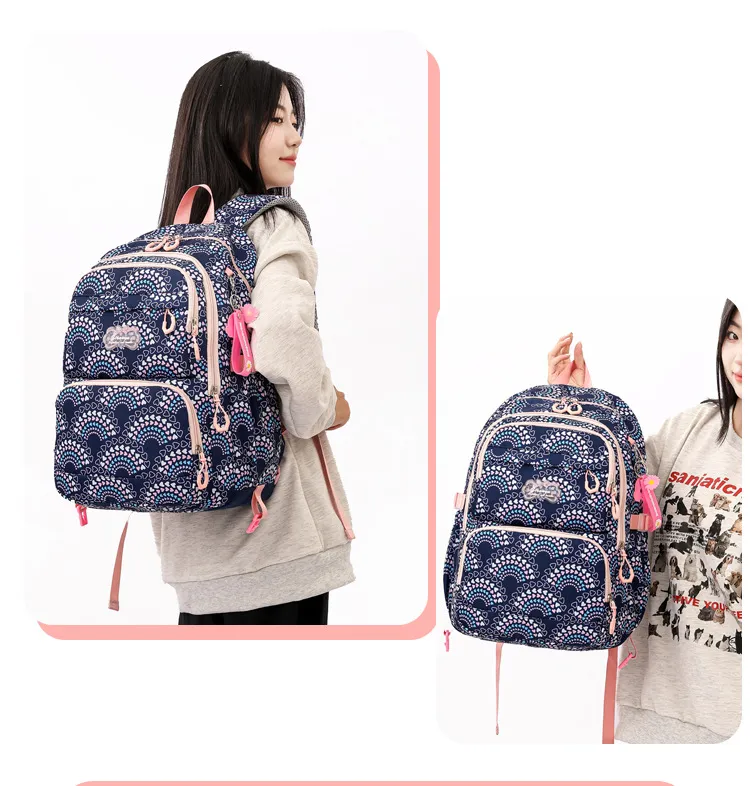 New Student Backpack for 4th -6th Grade Girls with Large Capacity Load Reducing Backpack