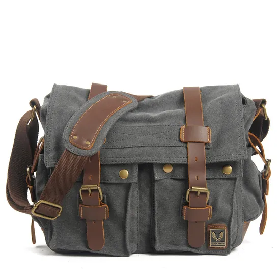 Canvas Leather Single Shoulder Crossbody Bag Casual Photography Waterproof Inner Liner DSLR Camera Bag