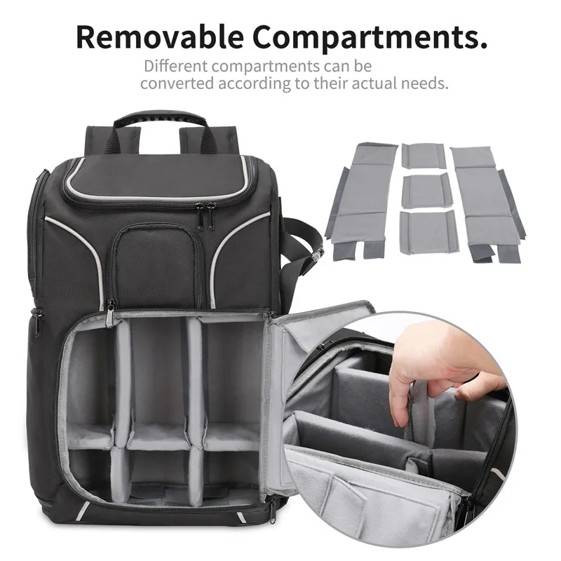 Customized New Black Oxford Cloth Camera Backpack Outdoor Travel Shoulder SLR Photography Backpack