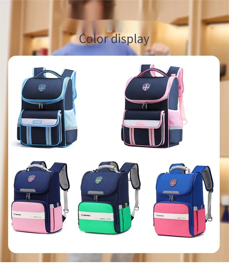 New Children&prime;s Backpack for Primary School Students Lightweight Large Capacity British Style Student Backpack