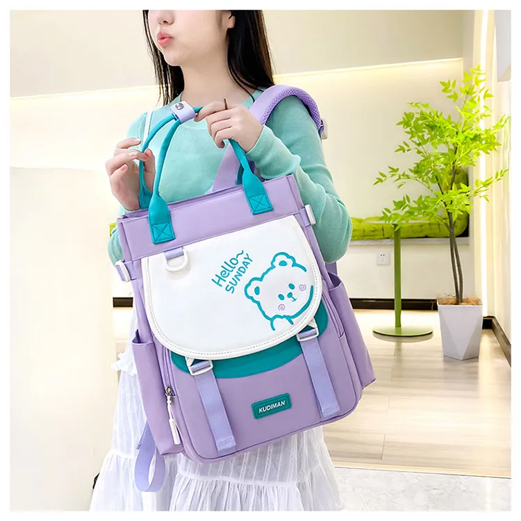 Elementary School Tutoring Bag Double Back Hand-Held Backpack Children&prime;s Learning Homework Tutoring Class Art Bag